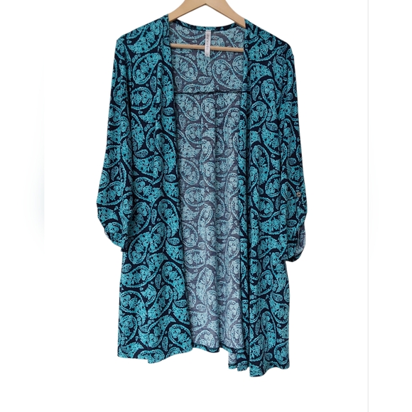 Dear Scarlett Other - Dear Scarlett Teal and Navy Paisley Cardigan